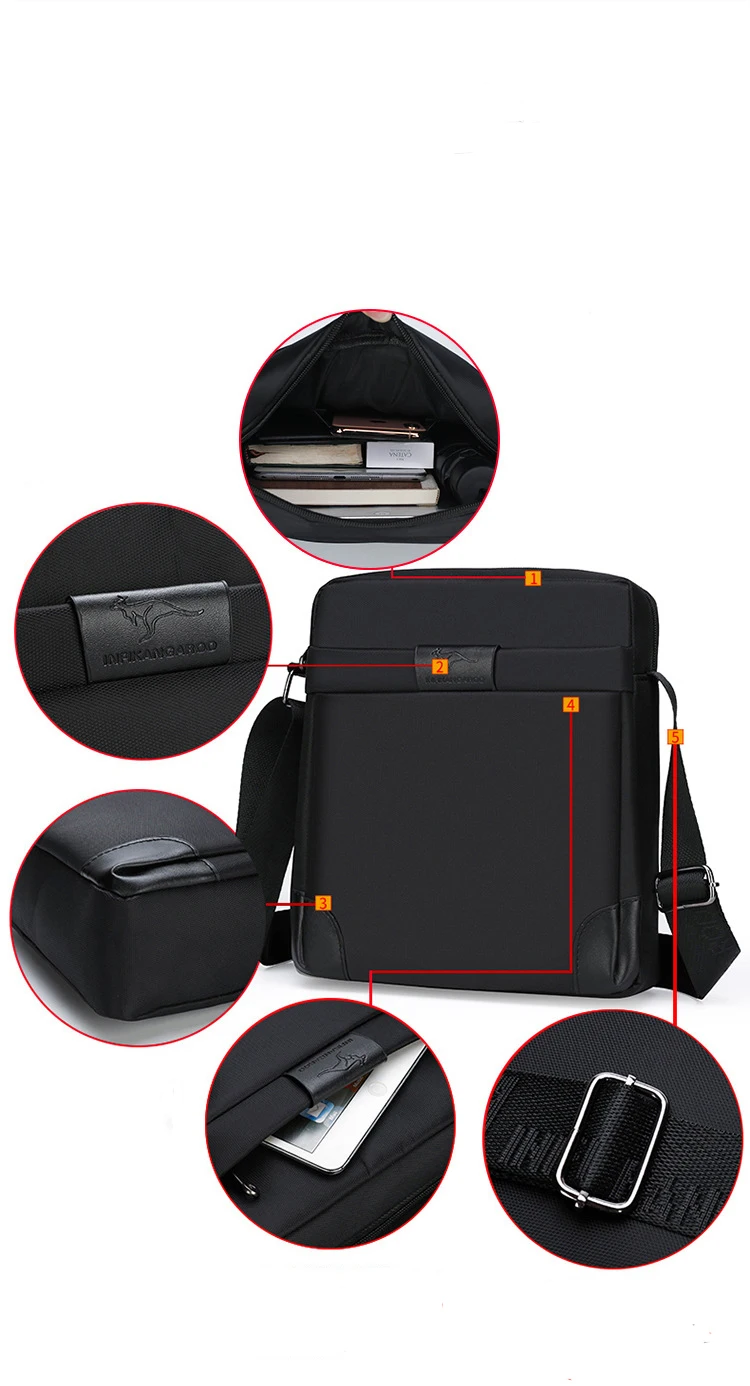 Summer Kangaroo Luxury Brand Men Crossbody Bags Oxford Vintage Messenger Bag Male Small Shoulder Bag For Man Business Handbag