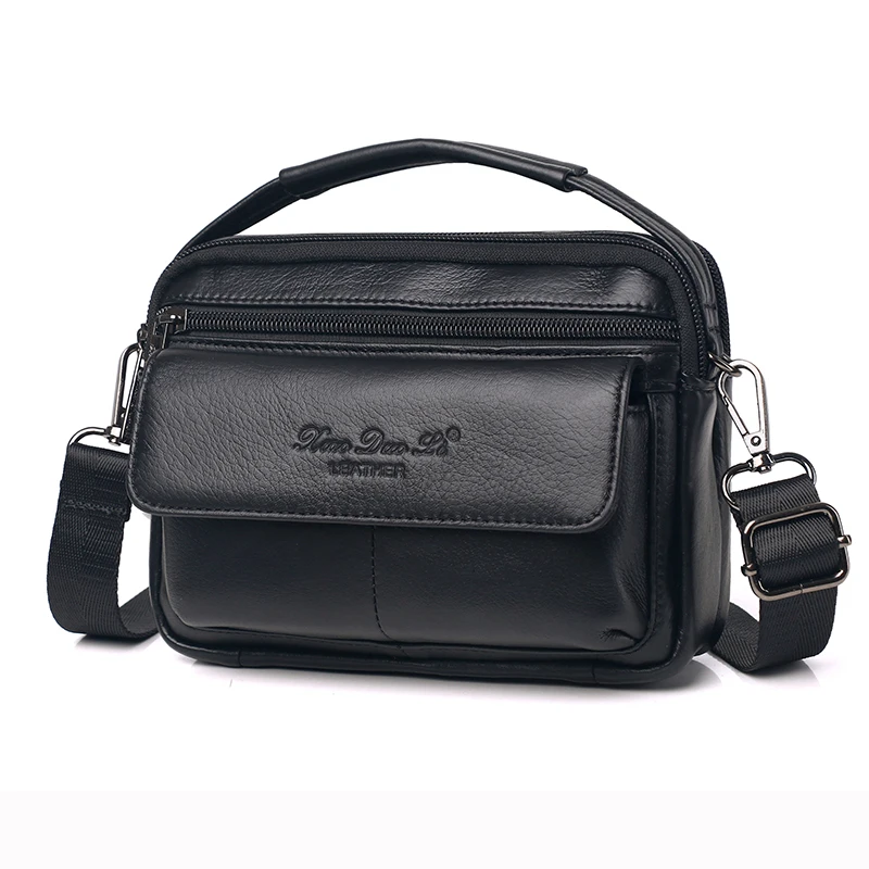Men Messenger Crossbody Shoulder Bags Genuine Leather Multi-Purpose Business Male Small Handbag Belt Fanny Waist Pack Bag