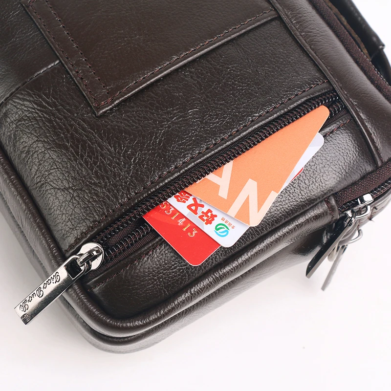 Men Messenger Crossbody Shoulder Bags Genuine Leather Multi-Purpose Business Male Small Handbag Belt Fanny Waist Pack Bag