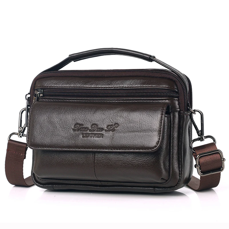 Men Messenger Crossbody Shoulder Bags Genuine Leather Multi-Purpose Business Male Small Handbag Belt Fanny Waist Pack Bag
