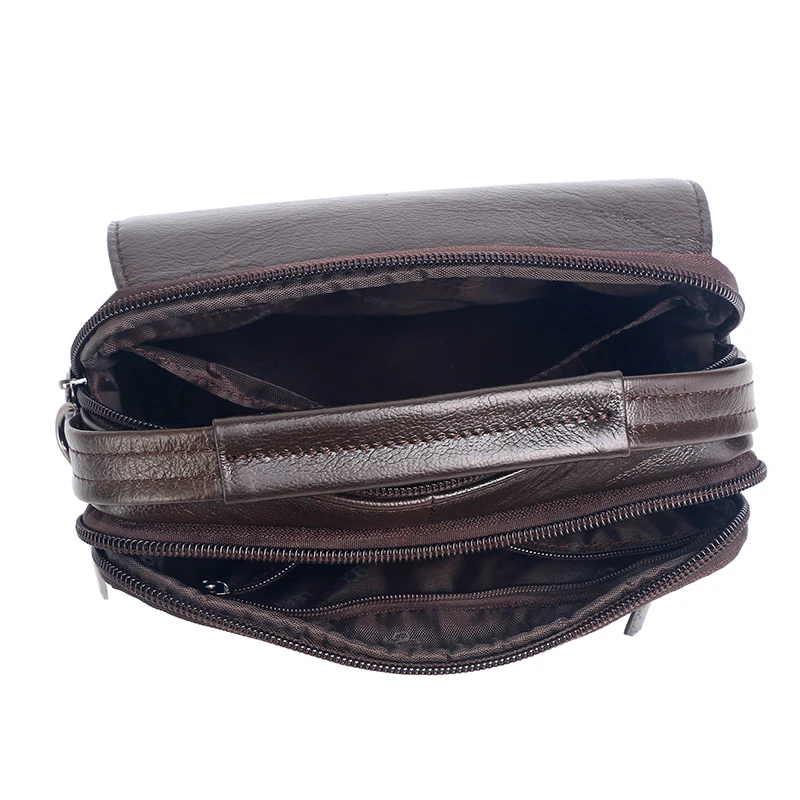 Men Messenger Crossbody Shoulder Bags Genuine Leather Multi-Purpose Business Male Small Handbag Belt Fanny Waist Pack Bag