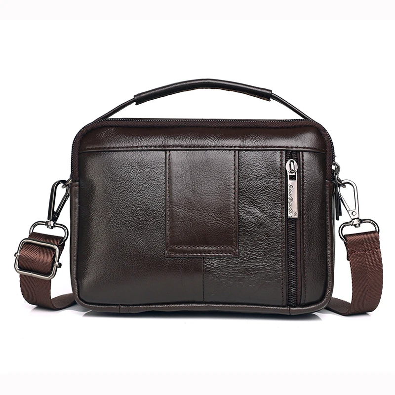Men Messenger Crossbody Shoulder Bags Genuine Leather Multi-Purpose Business Male Small Handbag Belt Fanny Waist Pack Bag