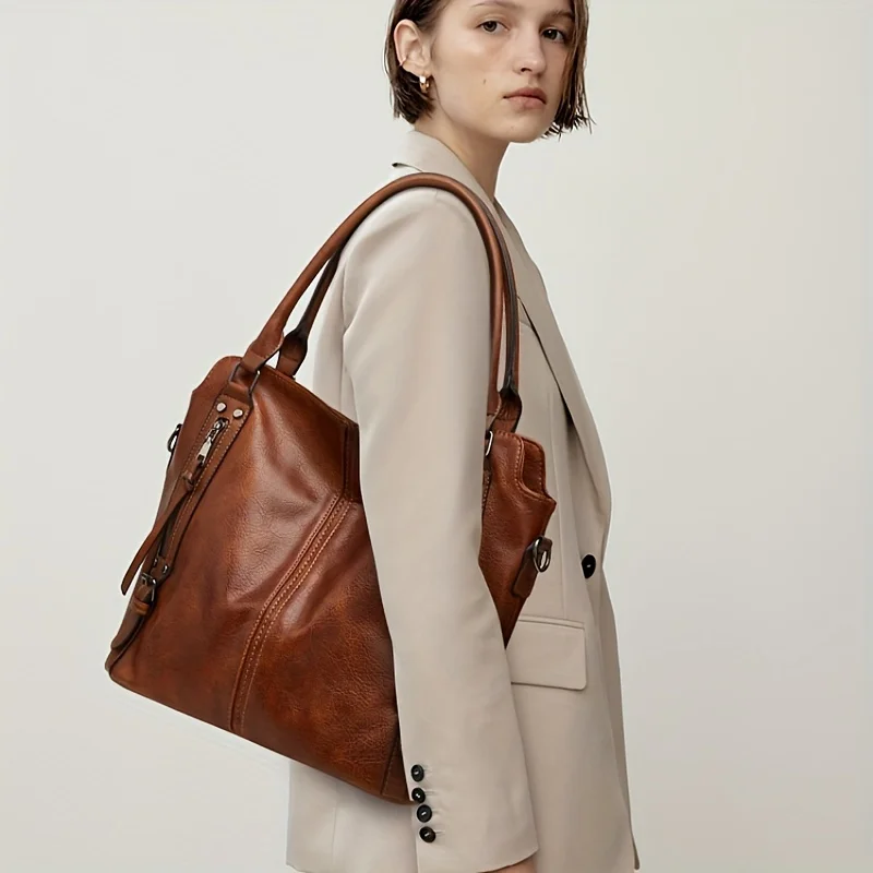 2 Piece Set + Women's Tote Bag PU Leather Large Capacity Large Pocket Handbag Crossbody Bag Adjustable Shoulder Strap