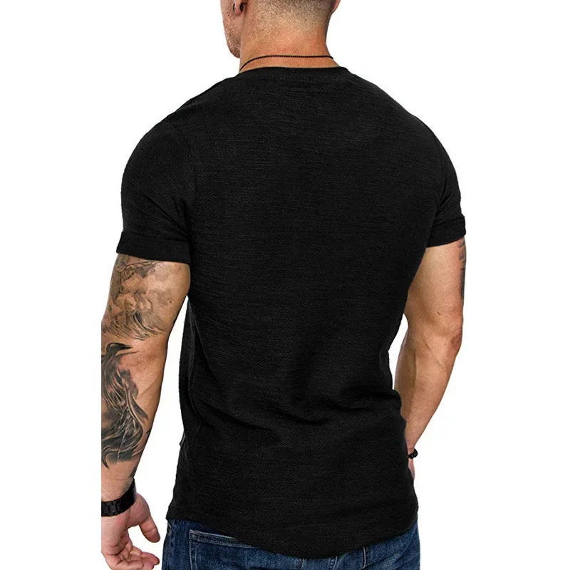 Summer Mens Lightweight T-shirt Short Sleeve Jogging Basic Solid Collar Crew Neck Tshirts Sport Tops