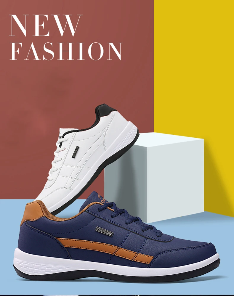 Fashion Casual Shoes Men's Outdoor PU Leather Trend Lightweight And Comfortable Lace-up Casual Shoes Outdoor Sports Shoes