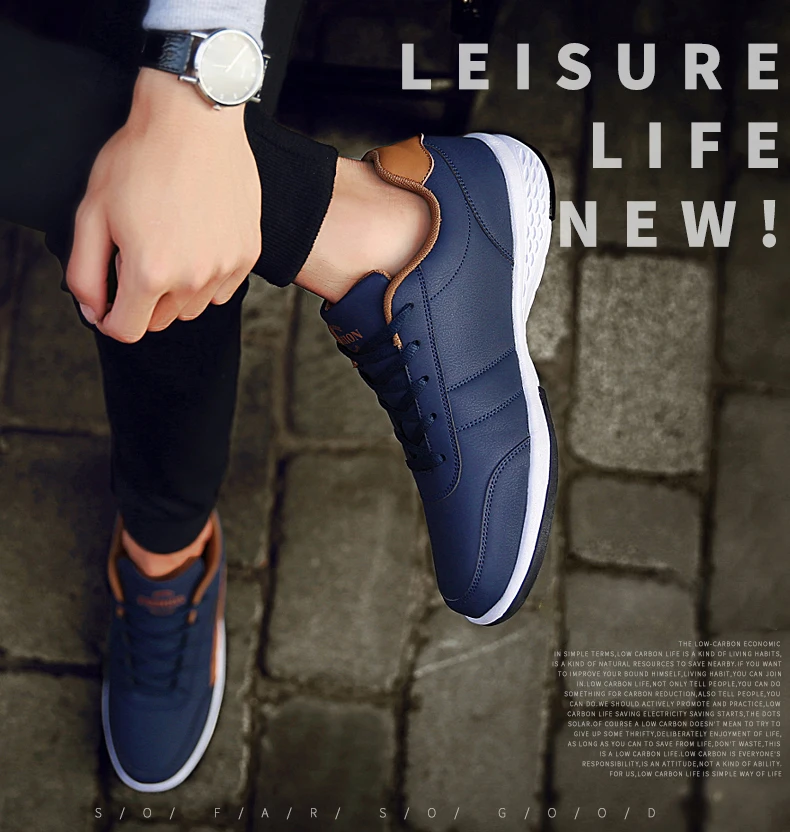 Fashion Casual Shoes Men's Outdoor PU Leather Trend Lightweight And Comfortable Lace-up Casual Shoes Outdoor Sports Shoes