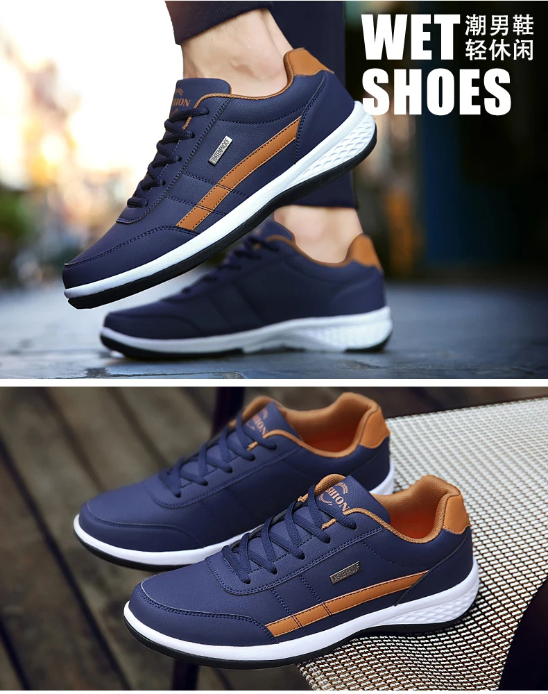 Fashion Casual Shoes Men's Outdoor PU Leather Trend Lightweight And Comfortable Lace-up Casual Shoes Outdoor Sports Shoes