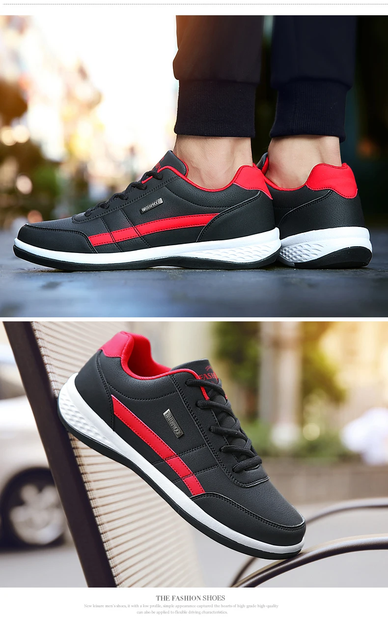 Fashion Casual Shoes Men's Outdoor PU Leather Trend Lightweight And Comfortable Lace-up Casual Shoes Outdoor Sports Shoes