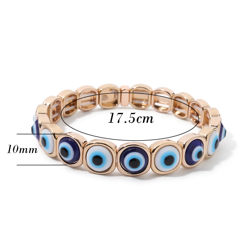 2024 New Fashion Devil Eye Bangle For Women Inlaid Charm Gold Color Elastic Bracelets Accessory