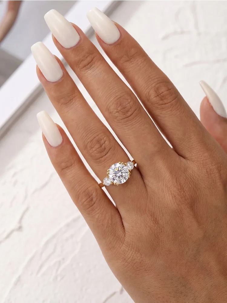 DWJ 1.2CT Moissanite Rings for Women Real 925 Sterling Silver 18K Gold Double Round Solitaire Diamond Halo Ring Wedding Jewelry