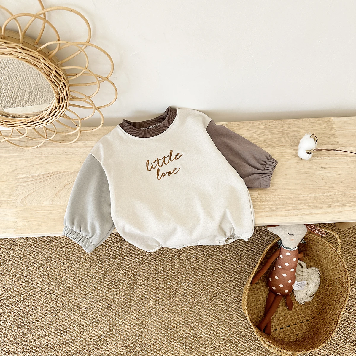 2024 Newborn Baby Romper Cotton Casual Boys Girls Jumpsuit Spring New Color Block Pullover Button Children Clothing 0-18M
