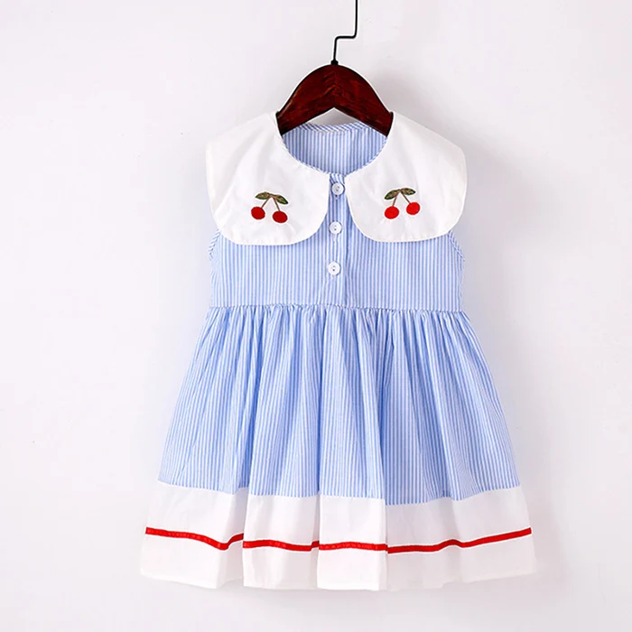 2024 New Summer 2-7Yrs Baby Girl Party Dress Sleeveless Cotton Embroidery Splicing Kids Princess Dresses Sister Clothing