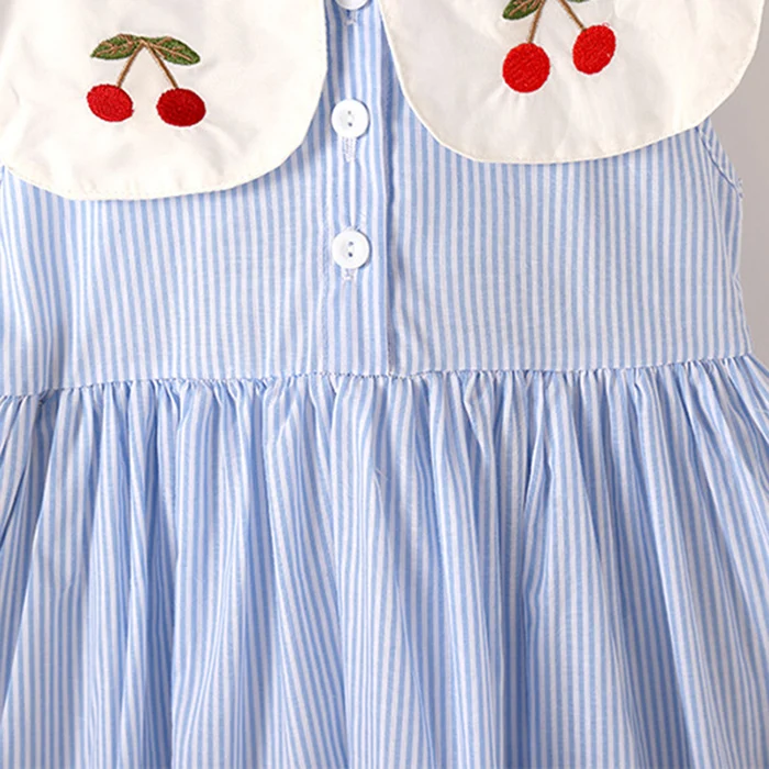 2024 New Summer 2-7Yrs Baby Girl Party Dress Sleeveless Cotton Embroidery Splicing Kids Princess Dresses Sister Clothing