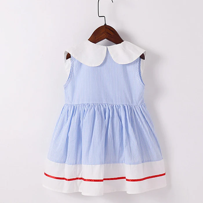 2024 New Summer 2-7Yrs Baby Girl Party Dress Sleeveless Cotton Embroidery Splicing Kids Princess Dresses Sister Clothing
