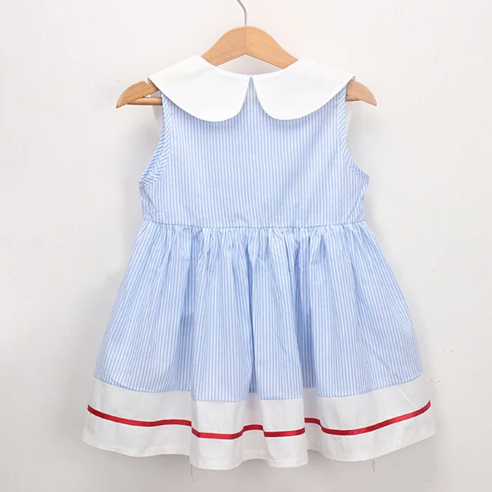2024 New Summer 2-7Yrs Baby Girl Party Dress Sleeveless Cotton Embroidery Splicing Kids Princess Dresses Sister Clothing