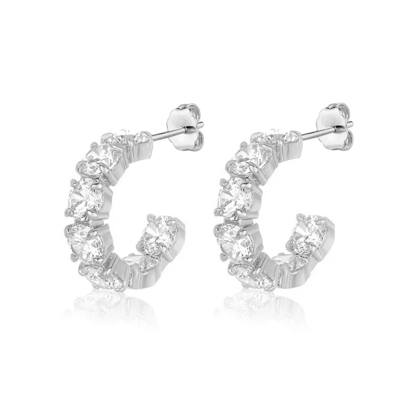 Crmya Hiphop Cuff Earring for Women Yellow Gold Color Zircon Clip Hoop Earrings 2024 Fashion Women Jewelry Accessories Wholesale