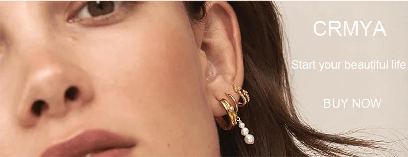 Crmya Hiphop Cuff Earring for Women Yellow Gold Color Zircon Clip Hoop Earrings 2024 Fashion Women Jewelry Accessories Wholesale