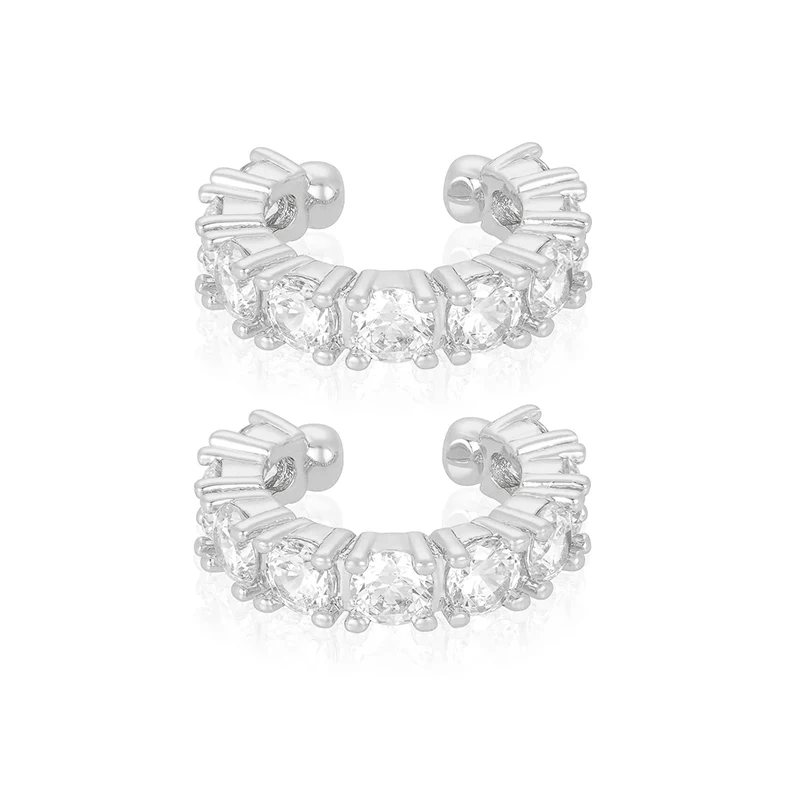 Crmya Hiphop Cuff Earring for Women Yellow Gold Color Zircon Clip Hoop Earrings 2024 Fashion Women Jewelry Accessories Wholesale
