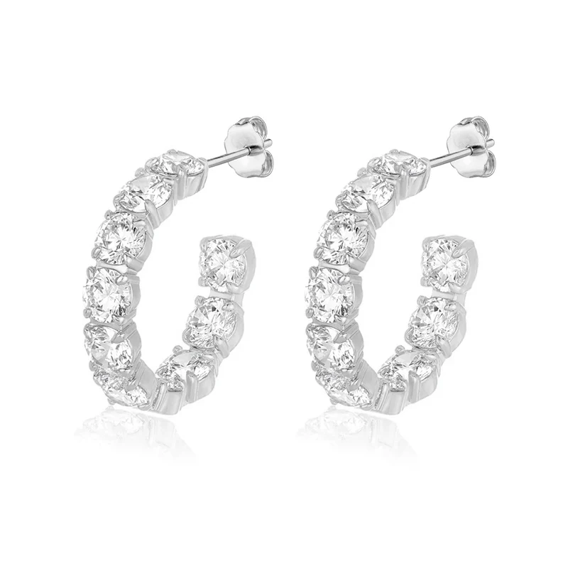 Crmya Hiphop Cuff Earring for Women Yellow Gold Color Zircon Clip Hoop Earrings 2024 Fashion Women Jewelry Accessories Wholesale