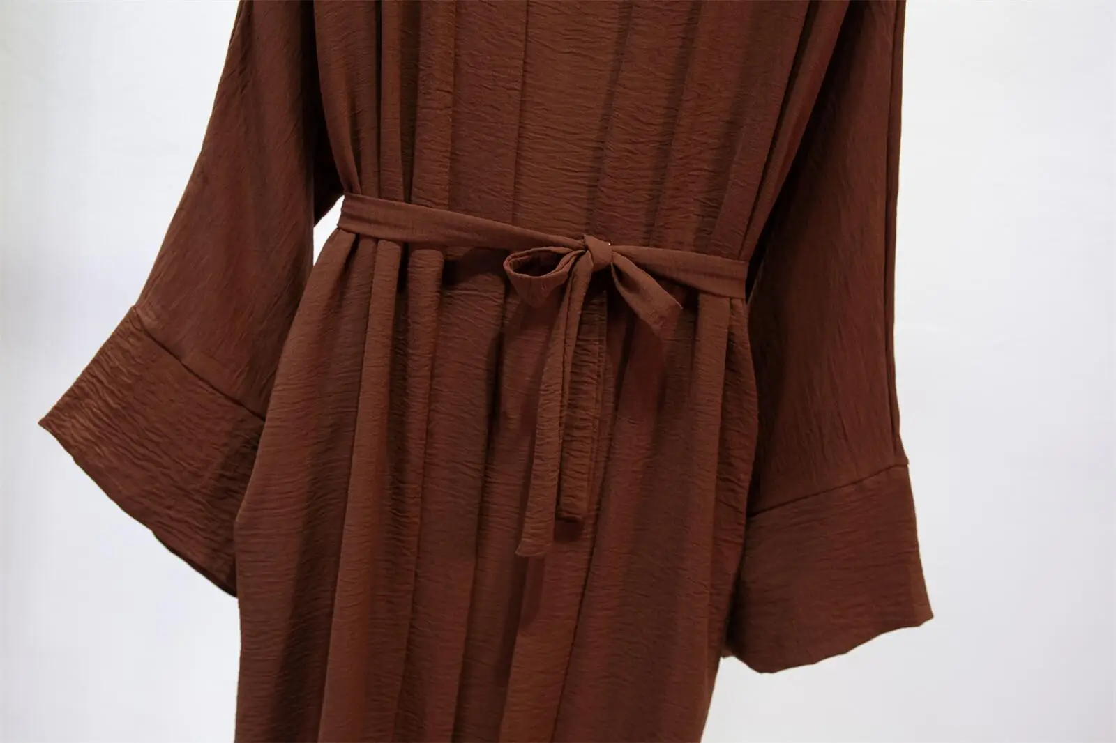 2pics Muslim Sets Muslim Jilbab Two Pieces Women Out Abaya Loose Cardigan Coat Sleeveless Inner Dress Prayer Clothing with Belt