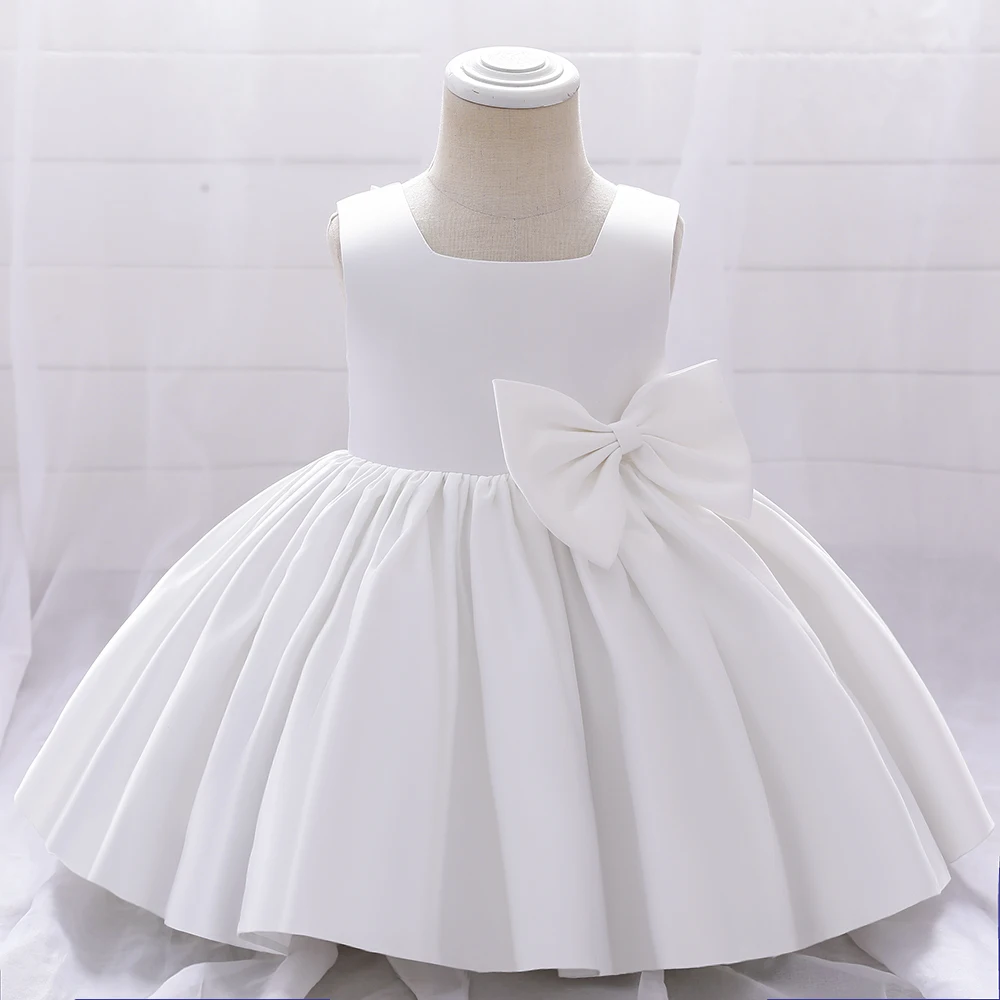 Big Bow Baby Girls Party Dress Toddler 1st Birthday Baptism Princess Kids Dresses for Girl White Wedding Prom Christmas Costumes