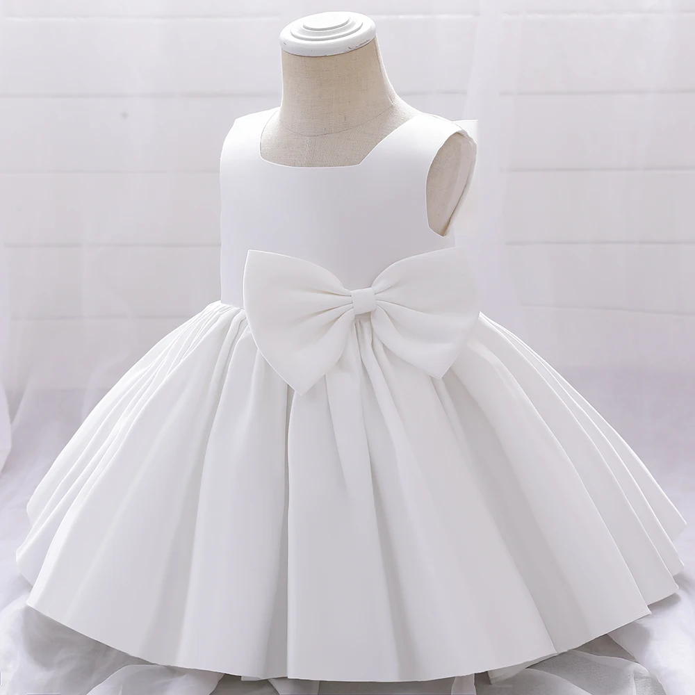 Big Bow Baby Girls Party Dress Toddler 1st Birthday Baptism Princess Kids Dresses for Girl White Wedding Prom Christmas Costumes