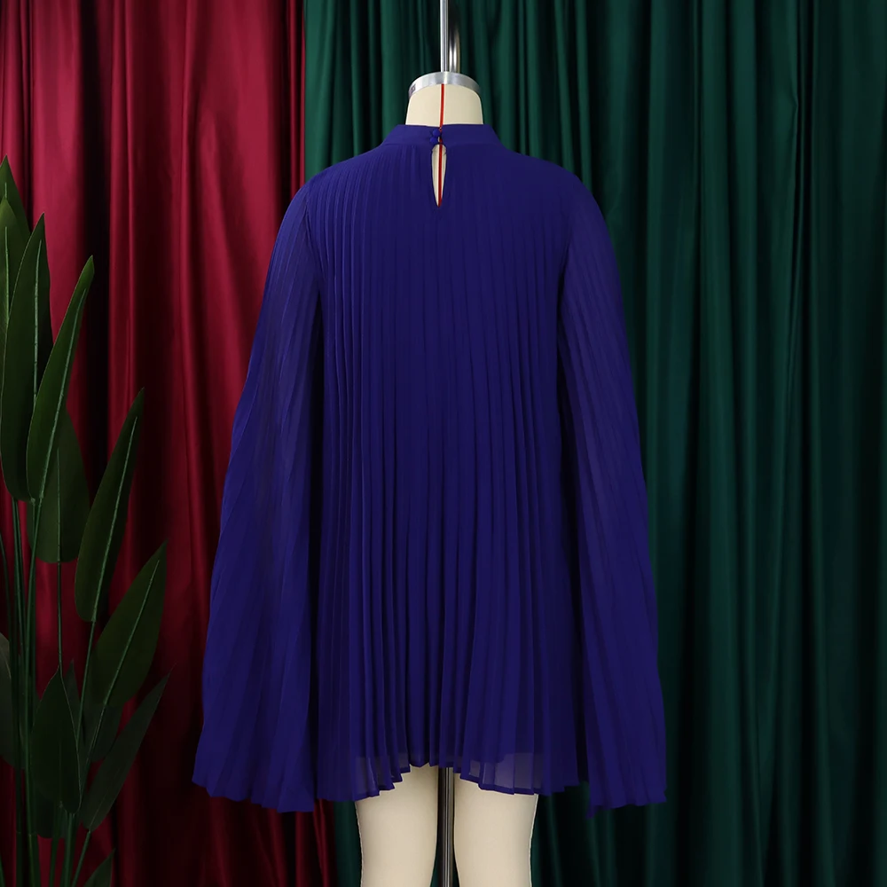 Chiffon Dress for Women Elegant 2024 New Round Neck Batwing Sleeve Loose Knee Length Luxury African Birthday Party Dinner Dress