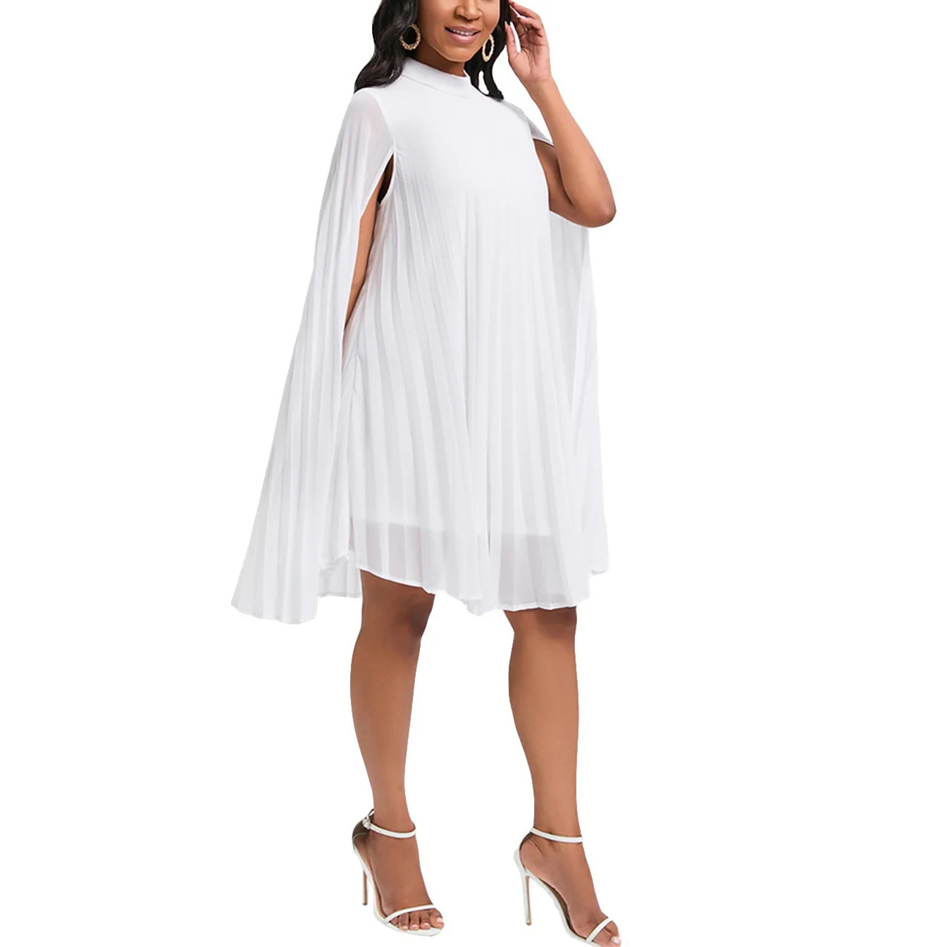 Chiffon Dress for Women Elegant 2024 New Round Neck Batwing Sleeve Loose Knee Length Luxury African Birthday Party Dinner Dress
