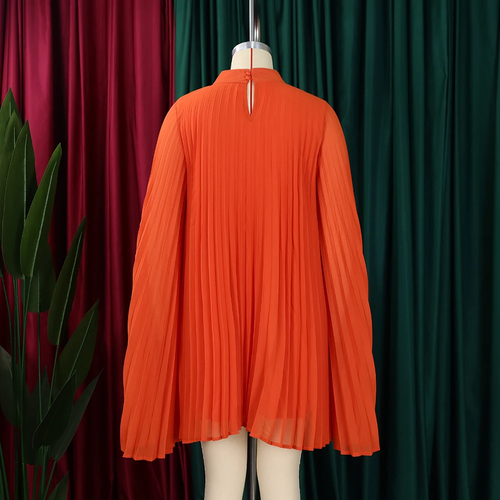 Chiffon Dress for Women Elegant 2024 New Round Neck Batwing Sleeve Loose Knee Length Luxury African Birthday Party Dinner Dress