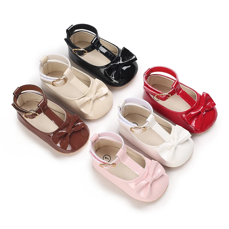 HAIZHIW Fashion PU Leather Baby Princess Shoes Newborn Girls Moccasins Shoes Rubber Sole Prewalker Non-slip Summer First Walkers