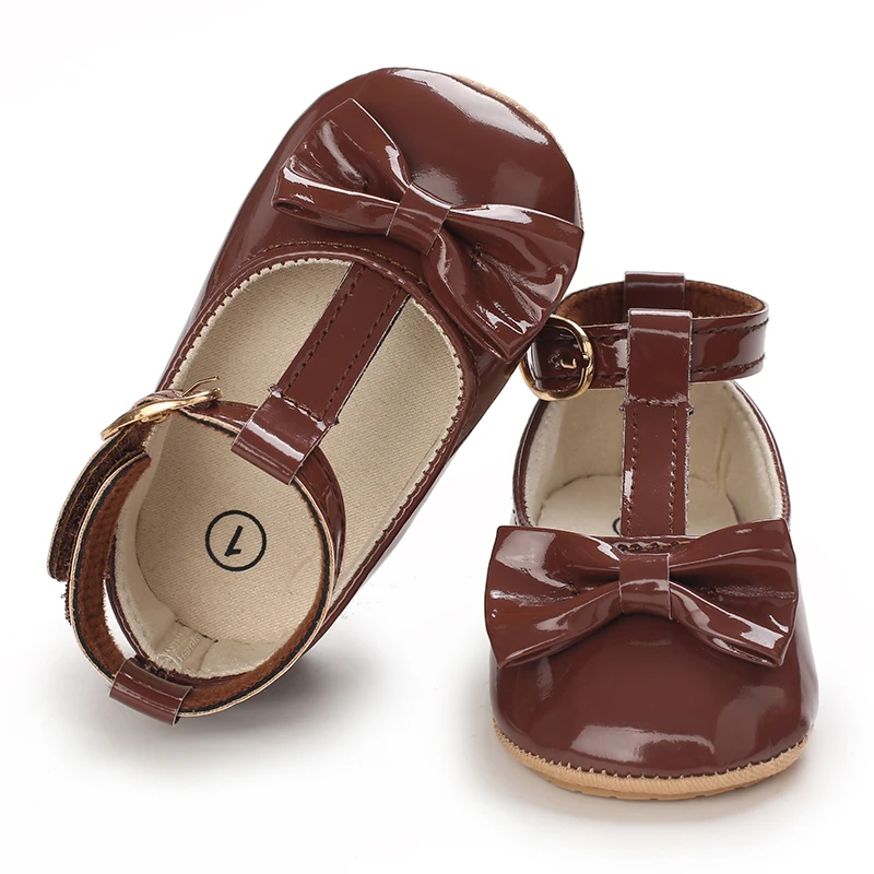 HAIZHIW Fashion PU Leather Baby Princess Shoes Newborn Girls Moccasins Shoes Rubber Sole Prewalker Non-slip Summer First Walkers