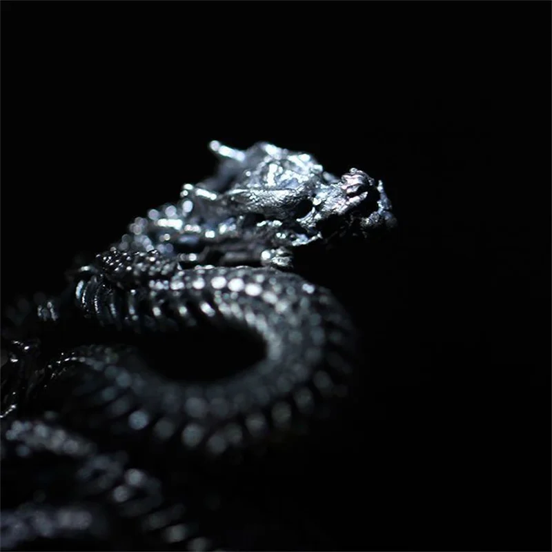 Vintage Three-dimensional Relief Animal Pattern Ring  For Men Jewelry Trendy s925 Ring Male Zodiac Dragon Finger Accessories
