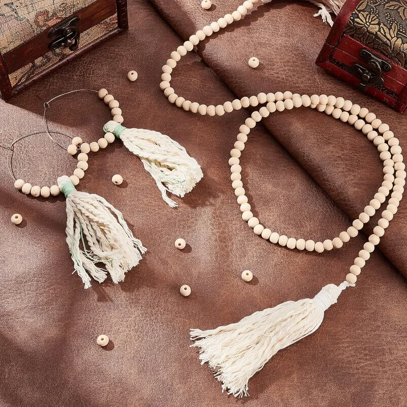 2000pcs Wood Beads 8mm Wooden Spacer Beads Round Loose Beads for Macrame Garland Home Farmhouse Christmas Tree Decor