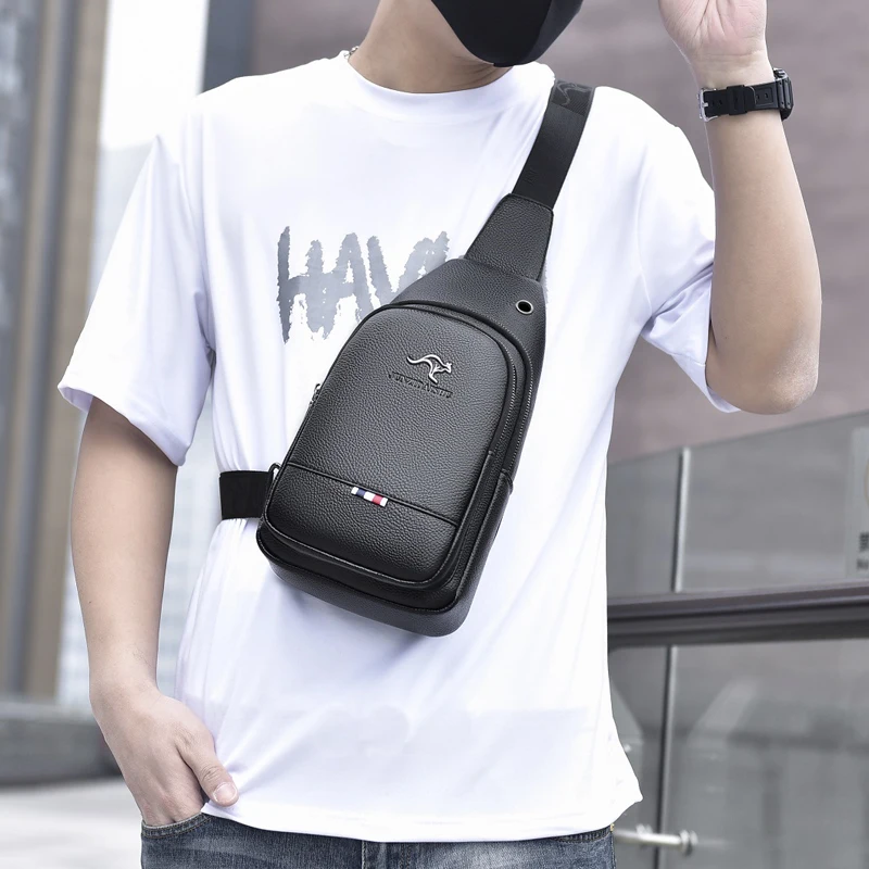 Men's Chest Pack Crossbody Bag Luxury Design Durable PU Leather Handbag Chest Bag Vintage Leisure Men's Handbag Shoulder Bag