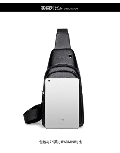 Men's Chest Pack Crossbody Bag Luxury Design Durable PU Leather Handbag Chest Bag Vintage Leisure Men's Handbag Shoulder Bag