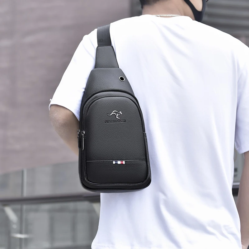 Men's Chest Pack Crossbody Bag Luxury Design Durable PU Leather Handbag Chest Bag Vintage Leisure Men's Handbag Shoulder Bag
