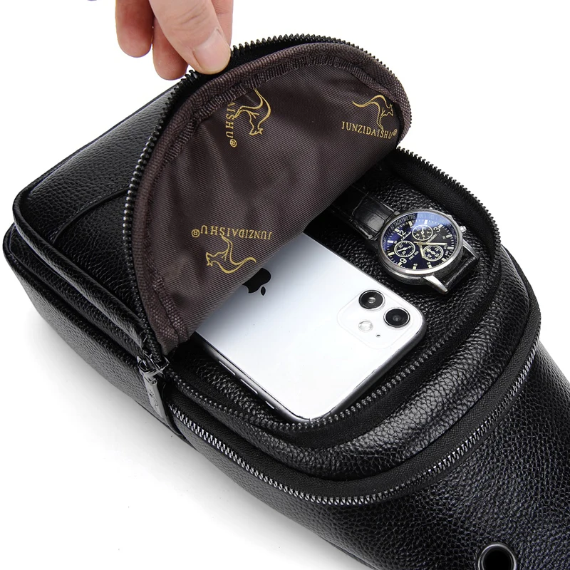 Men's Chest Pack Crossbody Bag Luxury Design Durable PU Leather Handbag Chest Bag Vintage Leisure Men's Handbag Shoulder Bag