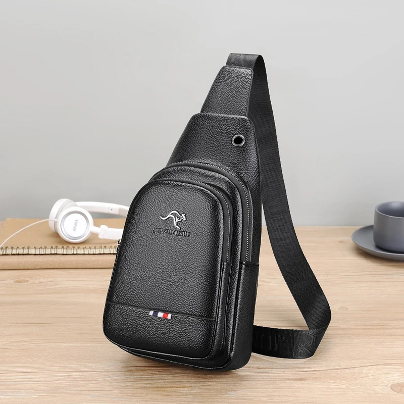 Men's Chest Pack Crossbody Bag Luxury Design Durable PU Leather Handbag Chest Bag Vintage Leisure Men's Handbag Shoulder Bag