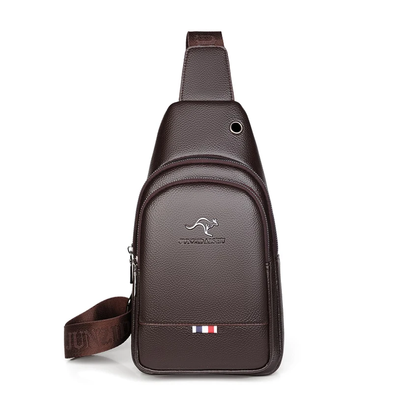 Men's Chest Pack Crossbody Bag Luxury Design Durable PU Leather Handbag Chest Bag Vintage Leisure Men's Handbag Shoulder Bag