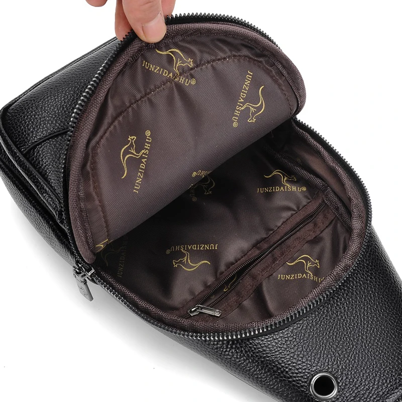 Men's Chest Pack Crossbody Bag Luxury Design Durable PU Leather Handbag Chest Bag Vintage Leisure Men's Handbag Shoulder Bag