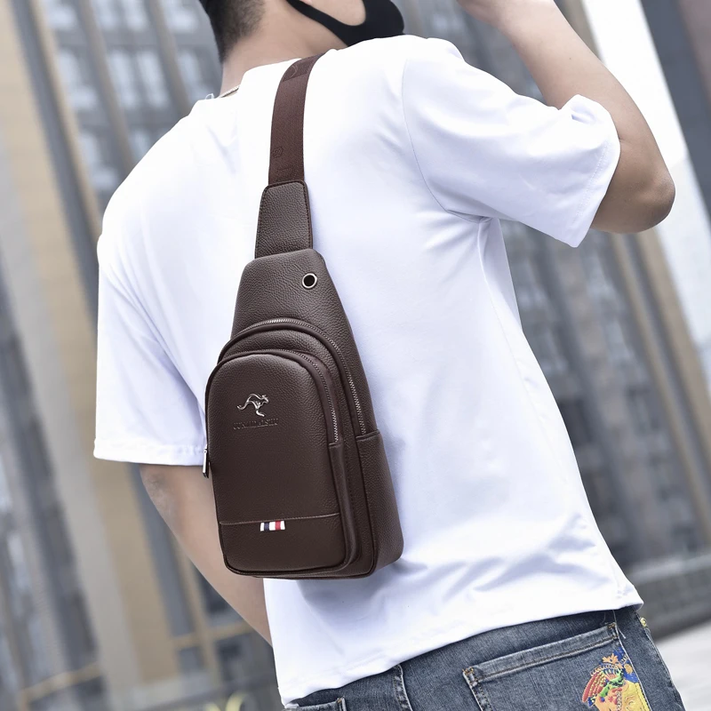 Men's Chest Pack Crossbody Bag Luxury Design Durable PU Leather Handbag Chest Bag Vintage Leisure Men's Handbag Shoulder Bag