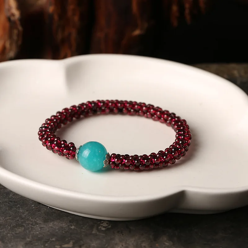 Natural Garnet Stone & Pink Crystal & Agate & Amazonite Female Beads Bracelet Jewelry For Women Best Gifts Promotion