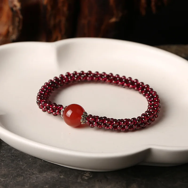 Natural Garnet Stone & Pink Crystal & Agate & Amazonite Female Beads Bracelet Jewelry For Women Best Gifts Promotion