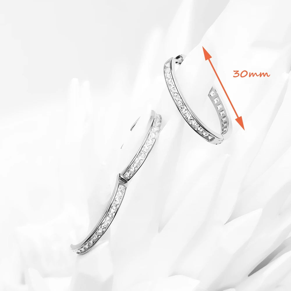 Large Hinged Hoops Earrings Creole Classic Gift In 925 Sterling Silver Europe Style Glam Fine Jewerly For Women