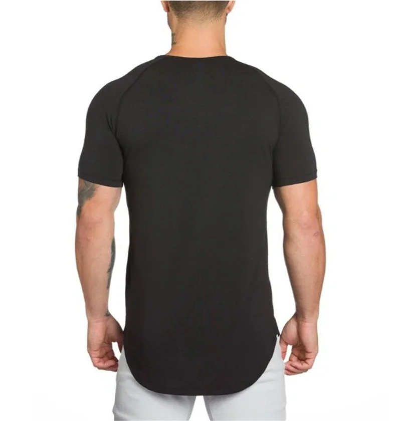 DIY Brand Gym Clothing Fitness T Shirt Men Fashion Extend Hip Hop Summer Short Sleeve T-shirt Cotton Bodybuilding Muscle Tshirt