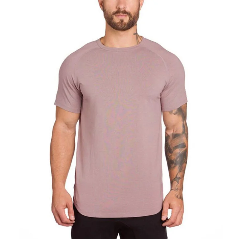DIY Brand Gym Clothing Fitness T Shirt Men Fashion Extend Hip Hop Summer Short Sleeve T-shirt Cotton Bodybuilding Muscle Tshirt