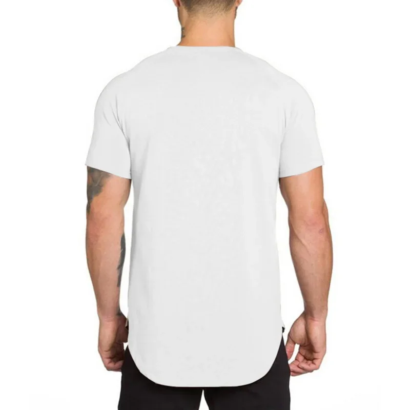 DIY Brand Gym Clothing Fitness T Shirt Men Fashion Extend Hip Hop Summer Short Sleeve T-shirt Cotton Bodybuilding Muscle Tshirt
