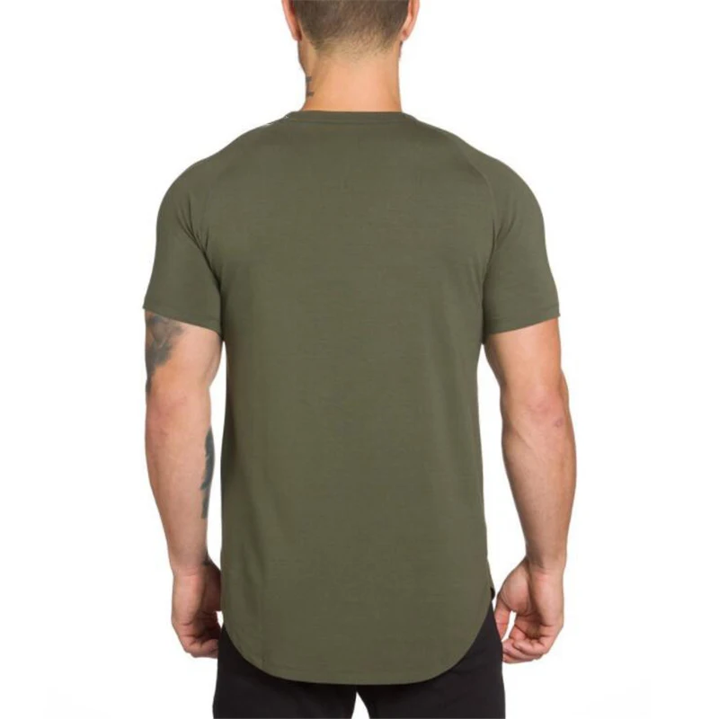 DIY Brand Gym Clothing Fitness T Shirt Men Fashion Extend Hip Hop Summer Short Sleeve T-shirt Cotton Bodybuilding Muscle Tshirt