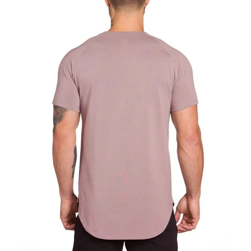 DIY Brand Gym Clothing Fitness T Shirt Men Fashion Extend Hip Hop Summer Short Sleeve T-shirt Cotton Bodybuilding Muscle Tshirt