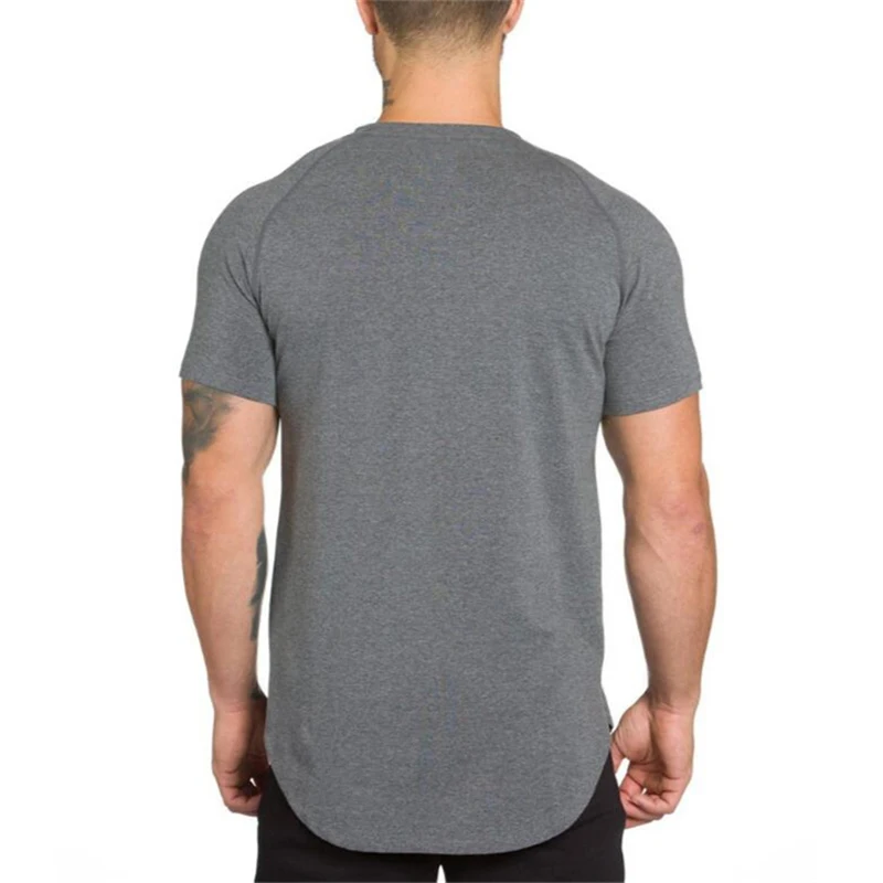 DIY Brand Gym Clothing Fitness T Shirt Men Fashion Extend Hip Hop Summer Short Sleeve T-shirt Cotton Bodybuilding Muscle Tshirt